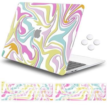 Imagem de iCasso Compatível com MacBook Pro 13 polegadas 2024 2023 2022-2016, M2 M1 A2338 A2251 A2289 A2159 A1989 A1708 A1706, capa rígida protetora + capa de teclado + protetor de tela, fluido colorido
