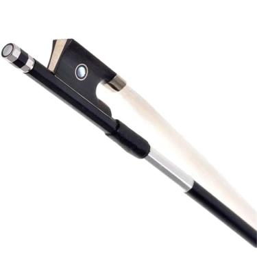Imagem de Arco de violino de fibra de carbono forte preto 4/4 3/4 1/2 1/4 1/8 tamanho arco de violino com névoa de ébano arco de violino de fibra de carbono Arco violino prático(1-4 size)