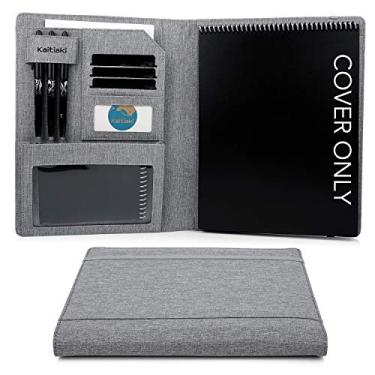 Imagem de Kaitiaki Capa fólio compatível com Rocketbook Flip, portfólio organizado com alça de caneta, suporte para cartão de visita, bolso com zíper para minicaderno, impermeável, tamanho carta, cinza