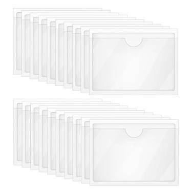 Imagem de Pacote com 20 Bolsos de Cartão Autoadesivos Tupalizy com Parte Superior Aberta para Carregamento, Bolsos de Poliéster Transparentes para Cartões de Visita e Mangas de Plástico para Organização e Proteção de Cartões, 3.6x2.5 Inches