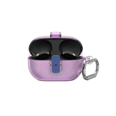 Imagem de TSVSXS Capa transparente de bloqueio seguro compatível com Sony WF-1000XM5 com chaveiro, capa protetora de TPU macio à prova de choque para Sony XM5 Wireless