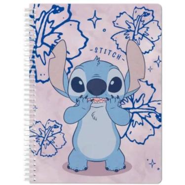 Imagem de Caderno Stitch Azul Tamanho Grande Arame 160 Folhas Escolar
