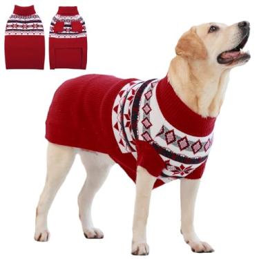 Imagem de IECOii Suéter de cachorro XXGG, suéter extra grande para cães grandes, meninas, meninos, suéter de gola rolê quente para roupas de Halloween e Natal, suéter vermelho para Golden Retriever, Labrador,