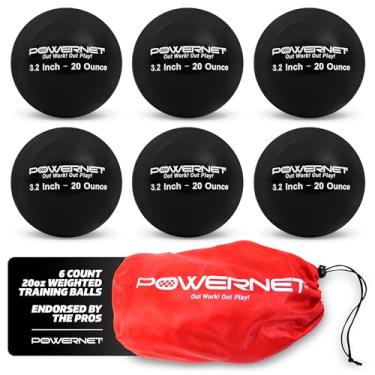 Imagem de PowerNet Bolas de treinamento para rebatedor de 8 cm (pacote com 6) | 590 ml pretas | Aumenta força e músculos | Melhora a técnica e a forma | Tamanho de softbol | Melhora a coordenação óculo-manual