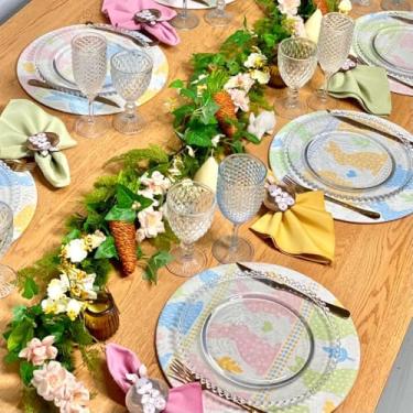 Imagem de Kit 6 Capas de Sousplat Páscoa Colorido Com 6 Guardanapos E 6 Pgs Decorativos (COELHO COLORIDO - GUARDANAPOS SORTIDOS COLORIDOS - PG COELHO CHOCOLATE)