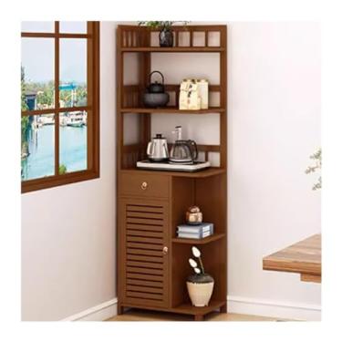 Imagem de LICONG-2020 Cabine lateral canto de parede estante sala de jantar canto armário de armazenamento quarto sala de estar do chão ao teto, vários andares, parede virada para armário triangular armário de