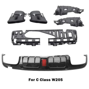 Imagem de Kit de carroceria para para-choque traseiro, difusor traseiro, spoiler compatível com Mercedes Benz C Class C205 W205 Coupe, tubo de escapamento de carro compatível com Brabus Sport Style(W205 black)