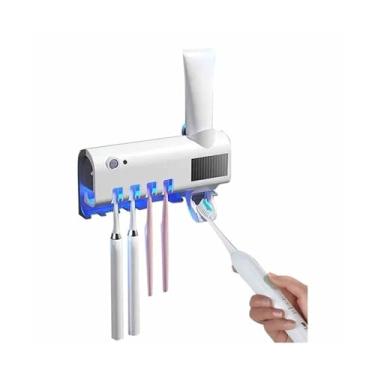 Imagem de Dispenser Escova De Dente Com Esterilizador UV | Dispenser Pasta De Dente | Com Recarregamento Solar E USB