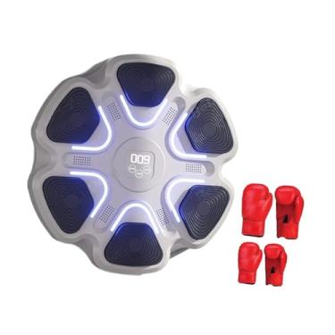 Imagem de UGPLM Máquina de boxe de música inteligente, alvo de parede, treinador de boxe de música -alvo eletrônico Máquina de perfuração para interno, karatê, W Adult Kids Gloves