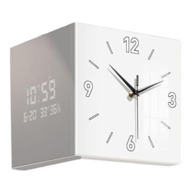 Imagem de Relógio de dupla face Ornamento Montado com a decoração ao ar livre Presentes de parede quadrado de relógio de parede para o escritório do quarto da, Branco