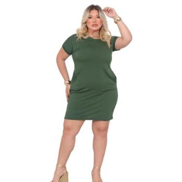Imagem de Vestido Curto Feminino Liso Malha Bolso Moda Plus Size - Conceitual St