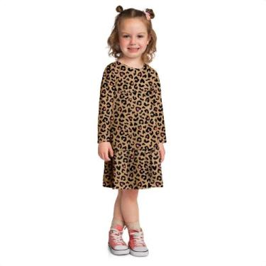 Imagem de Vestido Kyly Infantil Menina Manga Longa Animal Print Camurça, 3