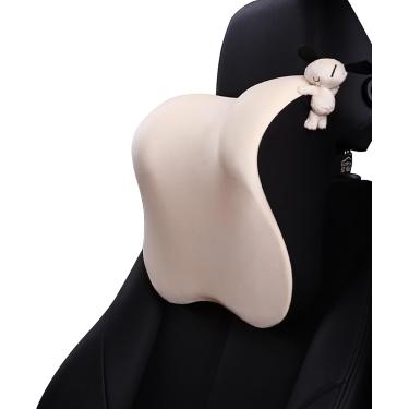Imagem de Travesseiro de pescoço para encosto de cabeça de carro e apoio lombar para costas, travesseiro de pescoço Travesseiro de apoio lombar ergonomicamente para trás para escritório, espuma de mem