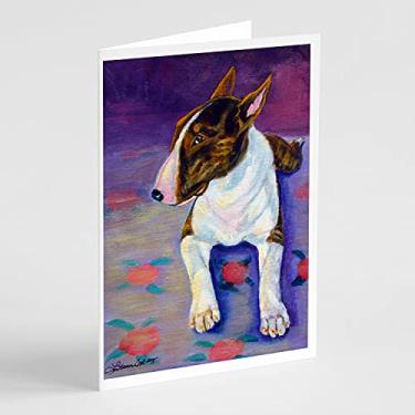 Imagem de Caroline's Treasures 7287GCA7P Cartões de felicitações e envelopes do Bull Terrier, pacote com 8, 7 x 5, multicolorido