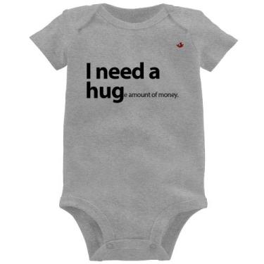 Imagem de Body Bebê I need a huge amount of money - Foca na Moda, Cinza, GG