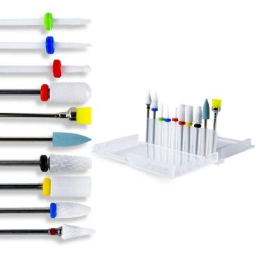 Imagem de Kit 10 Brocas Cerâmica Polidora Escovinha + Caixa Suporte