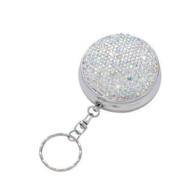 Imagem de Cinzeiro portátil brilhante diamante bolso cinzeiro com chaveiro material inoxidável adaptado ao ar livre e no carro (Ab colorido)