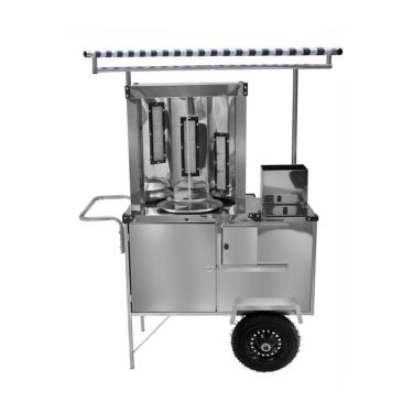 Imagem de Carrinho de Churrasco Grego Inox com Toldo Rodas Pneumáticas Cefaz