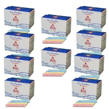 Imagem de kit 10 x Giz Escolar Lousa Quadro Verde – Colorido 640 un