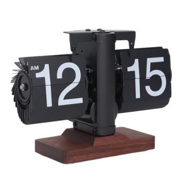 Imagem de Relógio da Mesa, Fácil Ajuste de Tempo de Ajuste Mecânico Relógio Destacável e Reinstalado Página Automática Relógio de Giro para Salas de Estar Estudos (Páginas de quadro preto