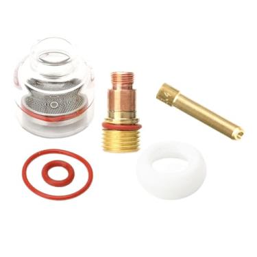 Imagem de Milageto 6x Chalet Copo de copo de vidro Kit Argon Soldagem Cup transparente Copo prático de alta temperatura resistente a tig peças de soldagem para, 2.4 Mm