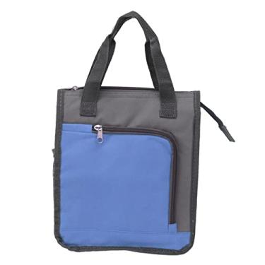 Imagem de Bolsa refrigerada isolada Manused Handled Saco de supermercado reutilizável à prova de vazamentos para trabalho de viagem para caminhada de alimentos pano oxford 22 x 12 x 26cm (Azul)