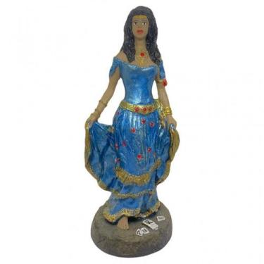 Imagem de Escultura Cigana Azul Metalizada 23 cm  Resina - Lua Mística - 100% Or