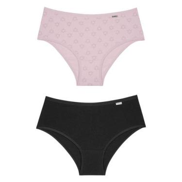 Imagem de Kit Calcinha Del Rio Feminina 2 Peças Cotton Cós Largo - DELRIO, Preto