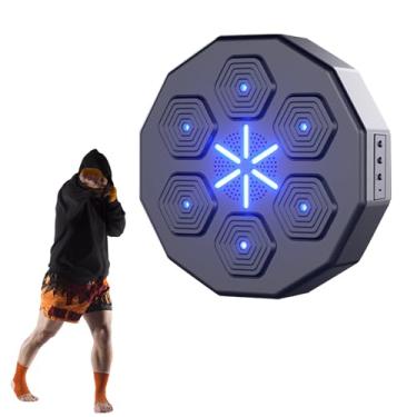 Imagem de Máquina de boxe musical equipamento de boxe inteligente montado na parede alvo de parede de boxe de acordo com a música e iluminação tem perfuração de treinamento de ritmo para profissionais