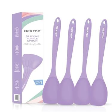 Imagem de NEXTOP Conjunto de 4 espátulas de silicone - Colheres de borracha antiaderentes resistentes ao calor, utensílio raspador de cozinha de silicone sem costura - raspadores para misturar, assar e cozinhar