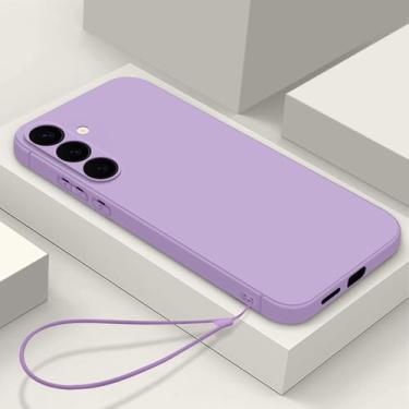 Imagem de Capa magnética de silicone líquido para Samsung Galaxy S24 S23 S22 S21 Ultra S25 Plus S23 S20 FE Capa de carregamento sem fio, grama roxa, cordão, para Samsung S25