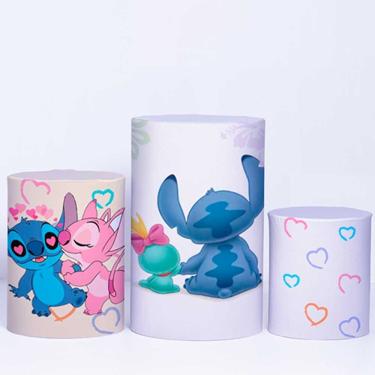 Imagem de Trio de Capa Cilindro para Festa Infantil Veste Fácil c/ Elástico Lilo e Stitch
