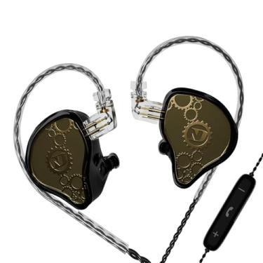 Imagem de Fones de ouvido ND Venus intra-auriculares, fones de ouvido IEM com driver magnético duplo de 10 mm, fones de ouvido HiFi para jogos, cabo destacável de 2 pinos (com microfone, preto, plugue de 3,5