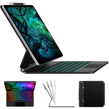 Imagem de typecase Capa de Teclado para Ipad Air 13 2024 e Ipad Pro 12.9(6ª, 5ª, 4ª, 3ª Geração) Teclado Mágico para Ipad Pro 12.9, Capa de Teclado Magnética com Trackpad Multitoque, Luz de Fundo de 11 Cores, P