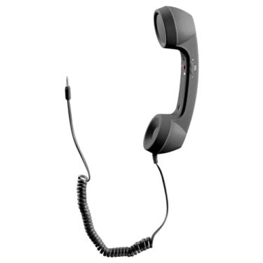 Imagem de UKCOCO Aparelho telefônico retrô universal de 3,5 mm, segurando um celular para telefone, receptores antiradiação para telefone (preto)