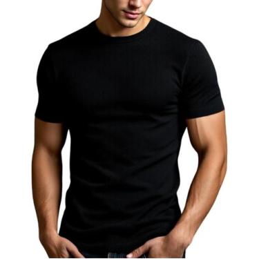 Imagem de Camiseta Masculina Malha Canelada Slim Confortável Sem Suor - IZY JEAN