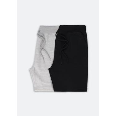 Imagem de Kit Com 2 Bermudas Básicas Masculinas Em Moletom - Hering, P, Cinza me