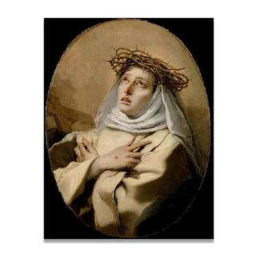 Imagem de Santa Catarina de Siena Giovanni Battista Tiepolo Impressão em tela – Obra-prima rococó barroca, pintura escolar de Veneza, pintura a óleo decorativa para galeria doméstica 70 x 91 cm