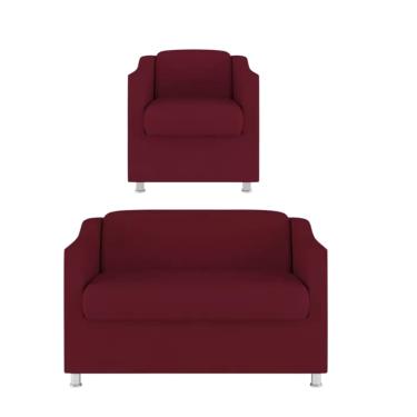 Imagem de Namoradeira + Polt. Bia P/ Sala de Estar Consultório Clinica Hospital Recepção Suede Marsala