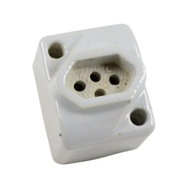 Imagem de Tomada Isolador Porcelana 25a 250v 3 Pinos Industrial Branco - tomada 