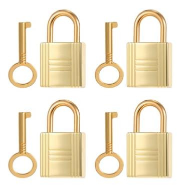 Imagem de 4 cadeados Archaize de liga de zinco com chave, mini cadeados dourados para bolsa, mochila, caixas de madeira, caixa de joias, caixa de armazenamento, diário com trava