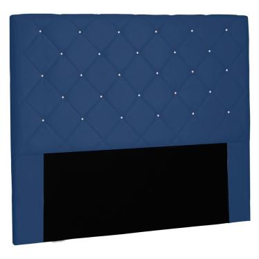 Imagem de Cabeceira Estofada Box Casal Tânia 140cm Suede Azul Marinho