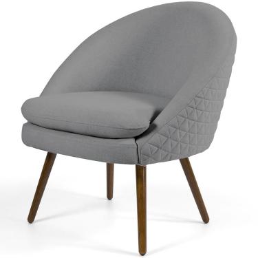 Imagem de Poltrona Fixa Pés Palito Rafa Tressê Linho Cinza C-416