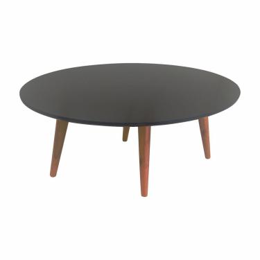 Imagem de Mesa De Centro Oval Laqueada Com Vidro Cor Preto Tamanho M