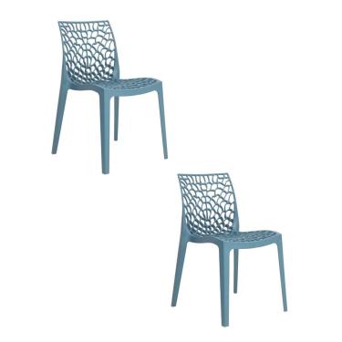 Imagem de Kit 2 Cadeiras Vazada Em Polipropileno Gruvyer Fratini Móveis Azul Petróleo