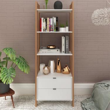 Imagem de Estante Para Livros Haia 2 Gavetas Yescasa Amêndoa/Branco