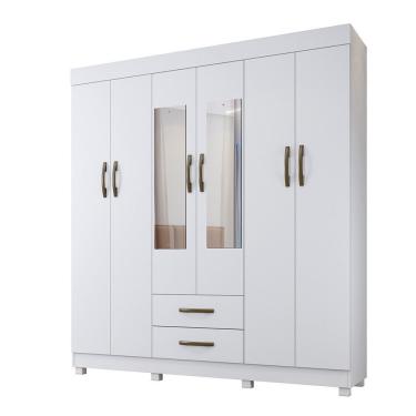 Imagem de Roupeiro Copacabana Branco 6 Portas Com Espelho Benetil Móveis Branco