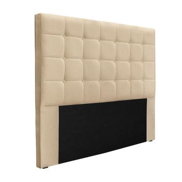 Imagem de Cabeceira para Cama Box King Verona 195 cm Linho Dourado Costura Quadriculada com Botõe...
