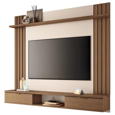 Imagem de Painel Para Tv 70 Pol Com Bancada Suspensa Soleil B01 Castanho Off White - Lyam Decor