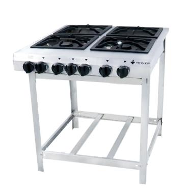 Imagem de Fogão Industrial Venâncio 4 Bocas 2 Duplas A Gás Baixa Pressão Extra Com Painel Inox Ei4-15335